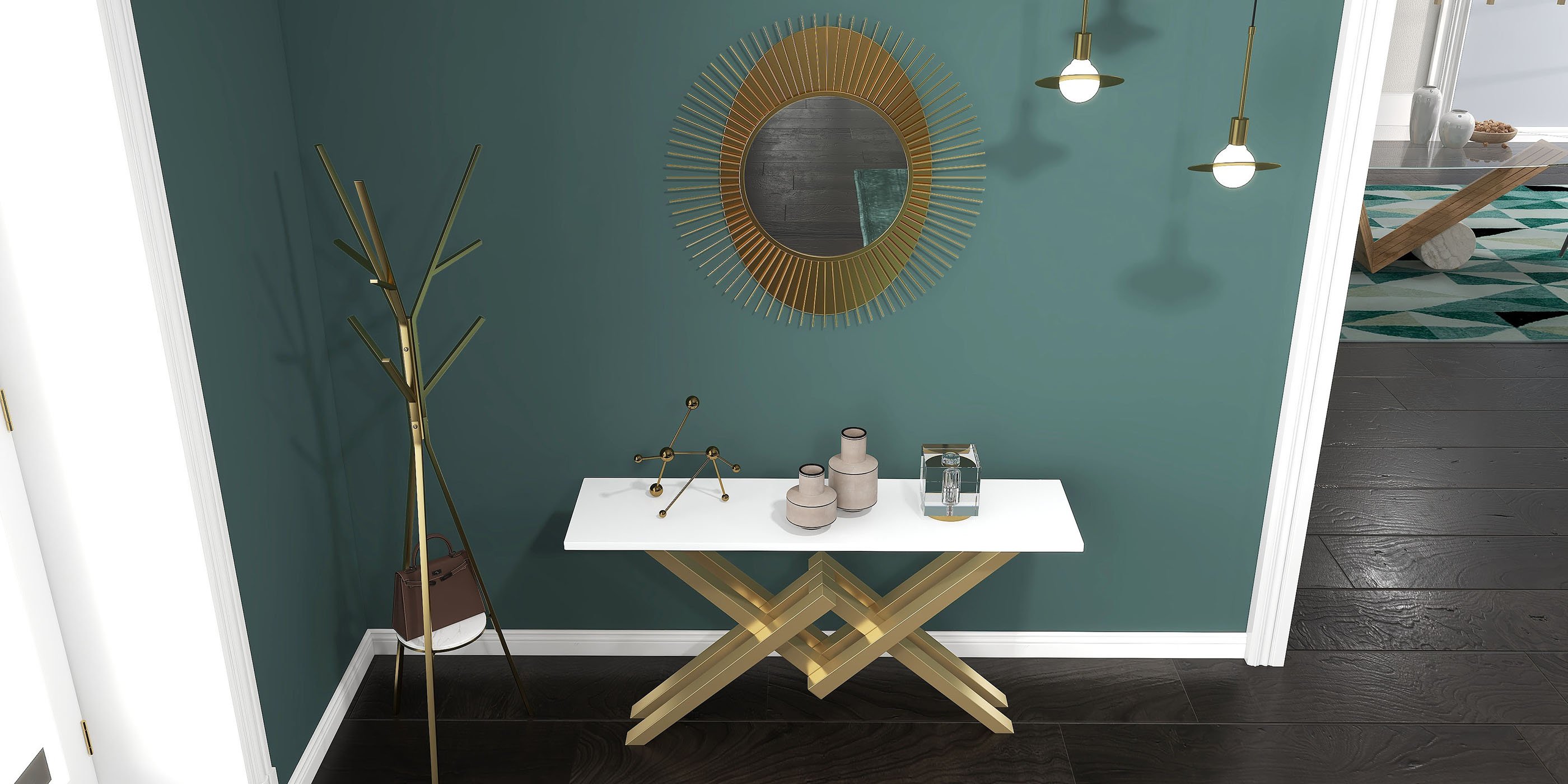 HMR - Modern Freestanding Coat Rack with Shelf Marble Base 70.9" in Gold