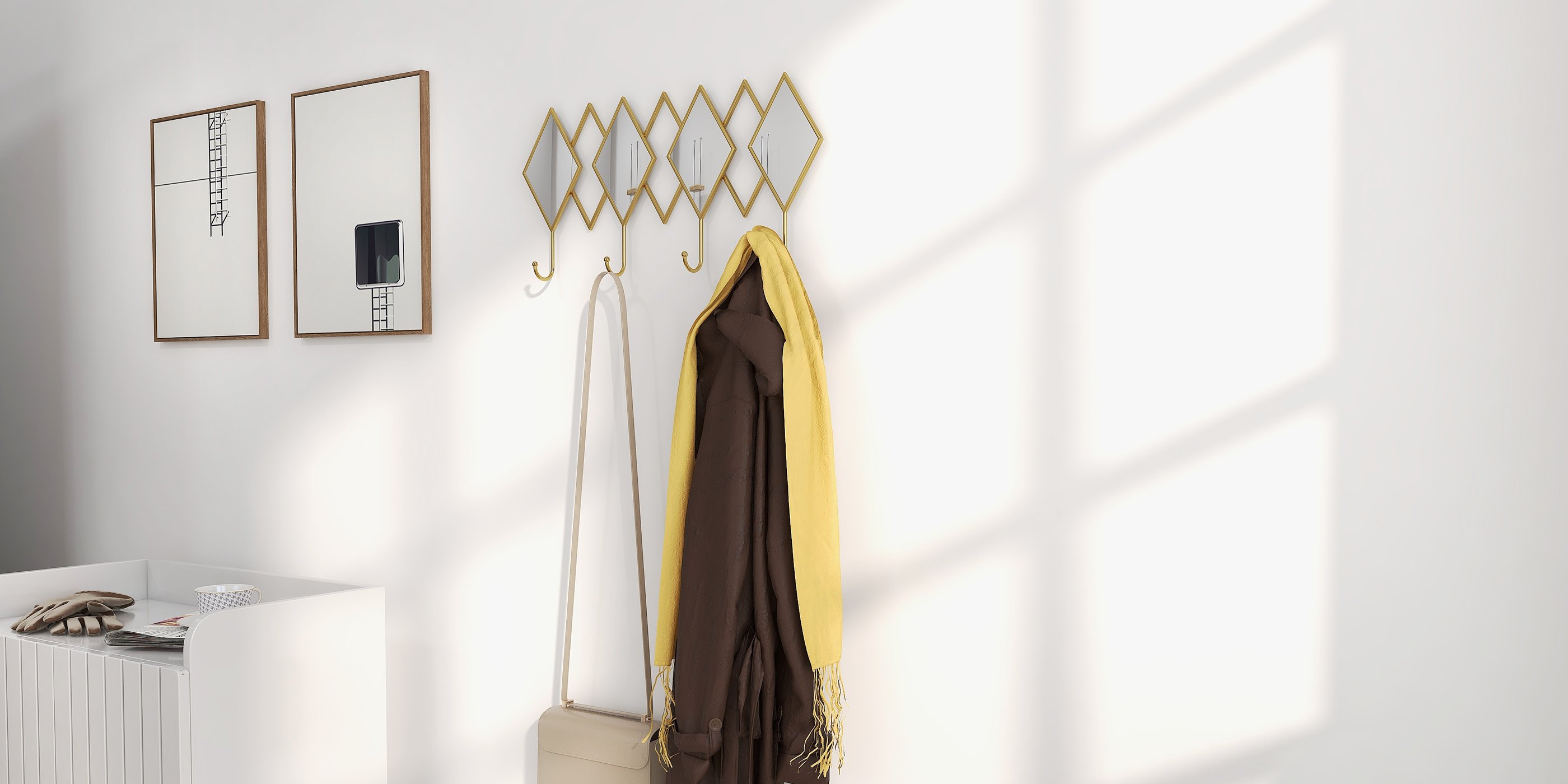 HMR - Luxury Entryway Wall-Mounted Coat Rack (Set of 2) in Multi-Color