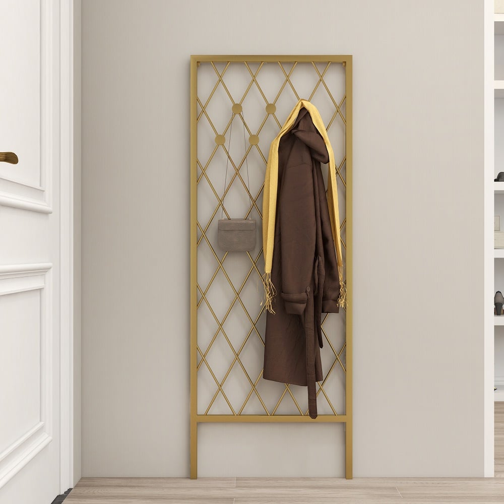 HMR - Entryway Wall Mounted Corner Coat Rack with Hooks in Gold