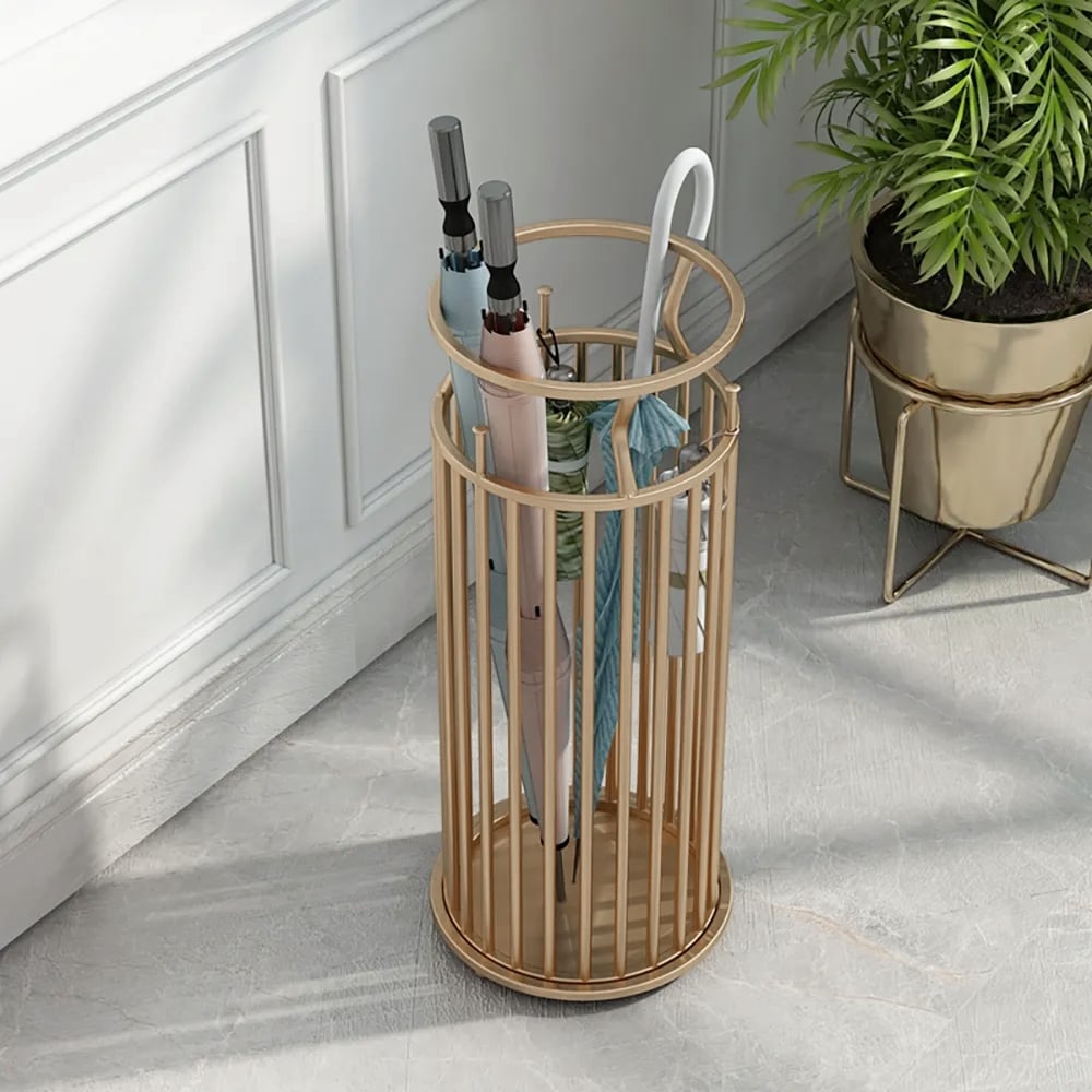 HMR - Chic Marble-Pillar-Style Umbrella Stand in Metal