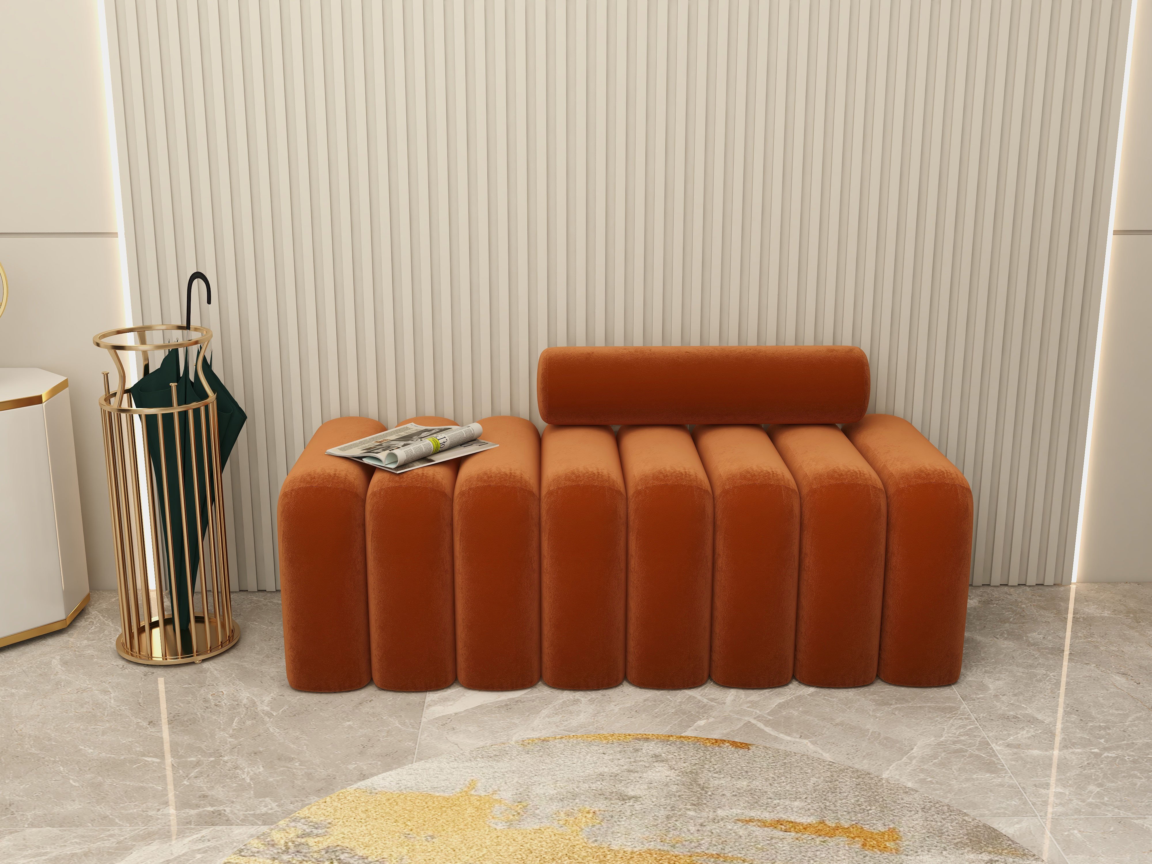 HMR - Chic Marble-Pillar-Style Umbrella Stand in Metal