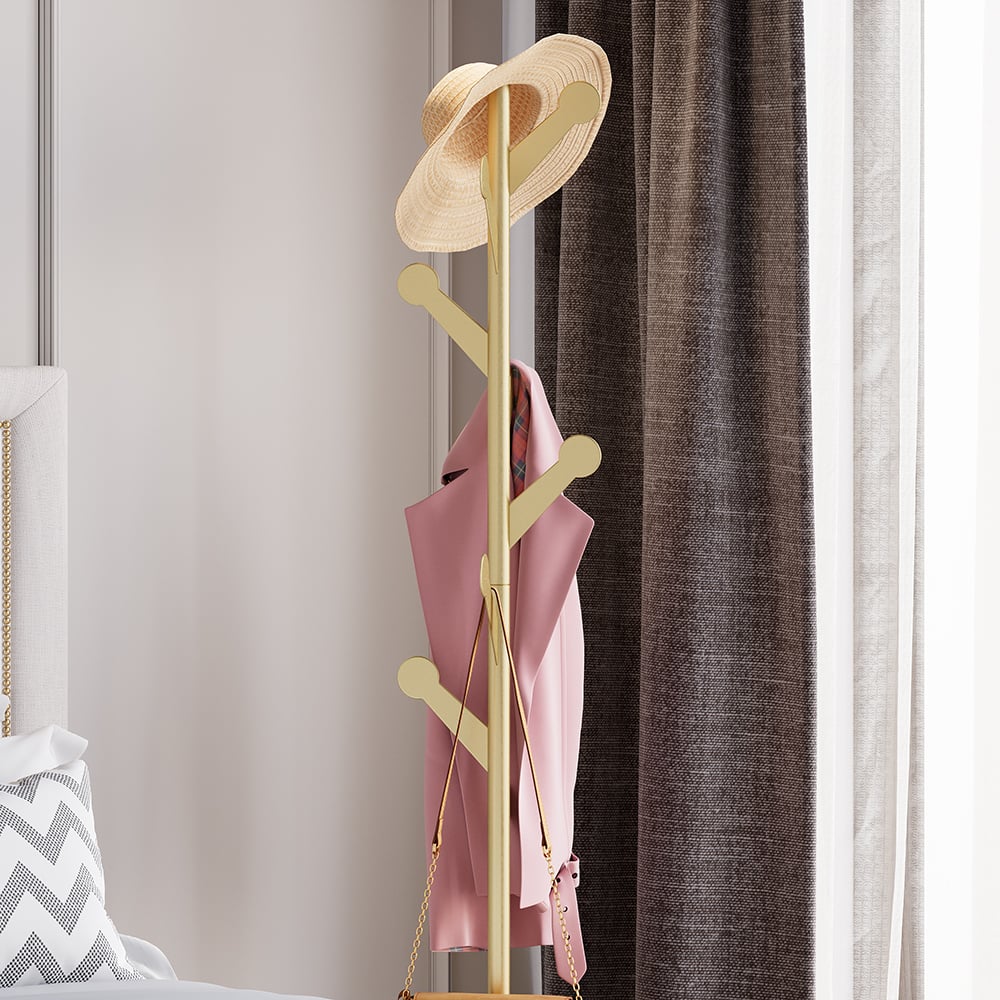 HMR - Marble Bedroom Clothing Rack with Hooks in Gold