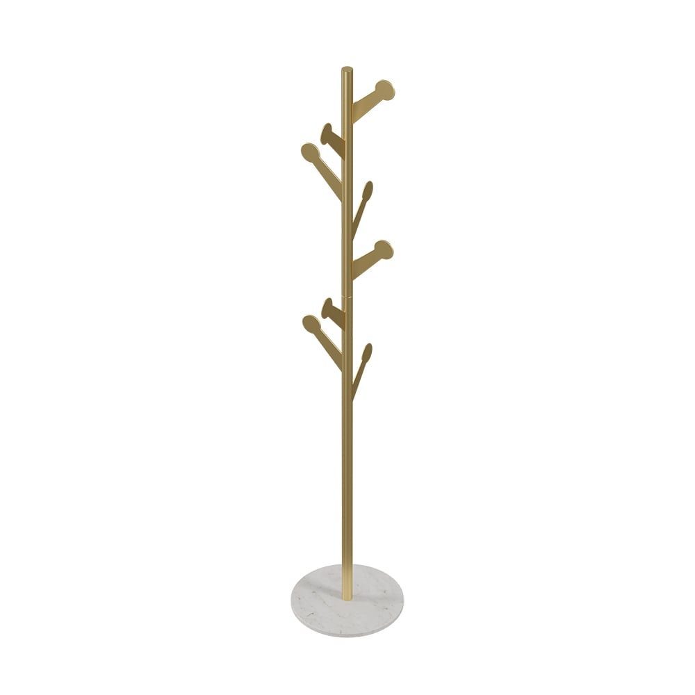 HMR - Marble Bedroom Clothing Rack with Hooks in Gold