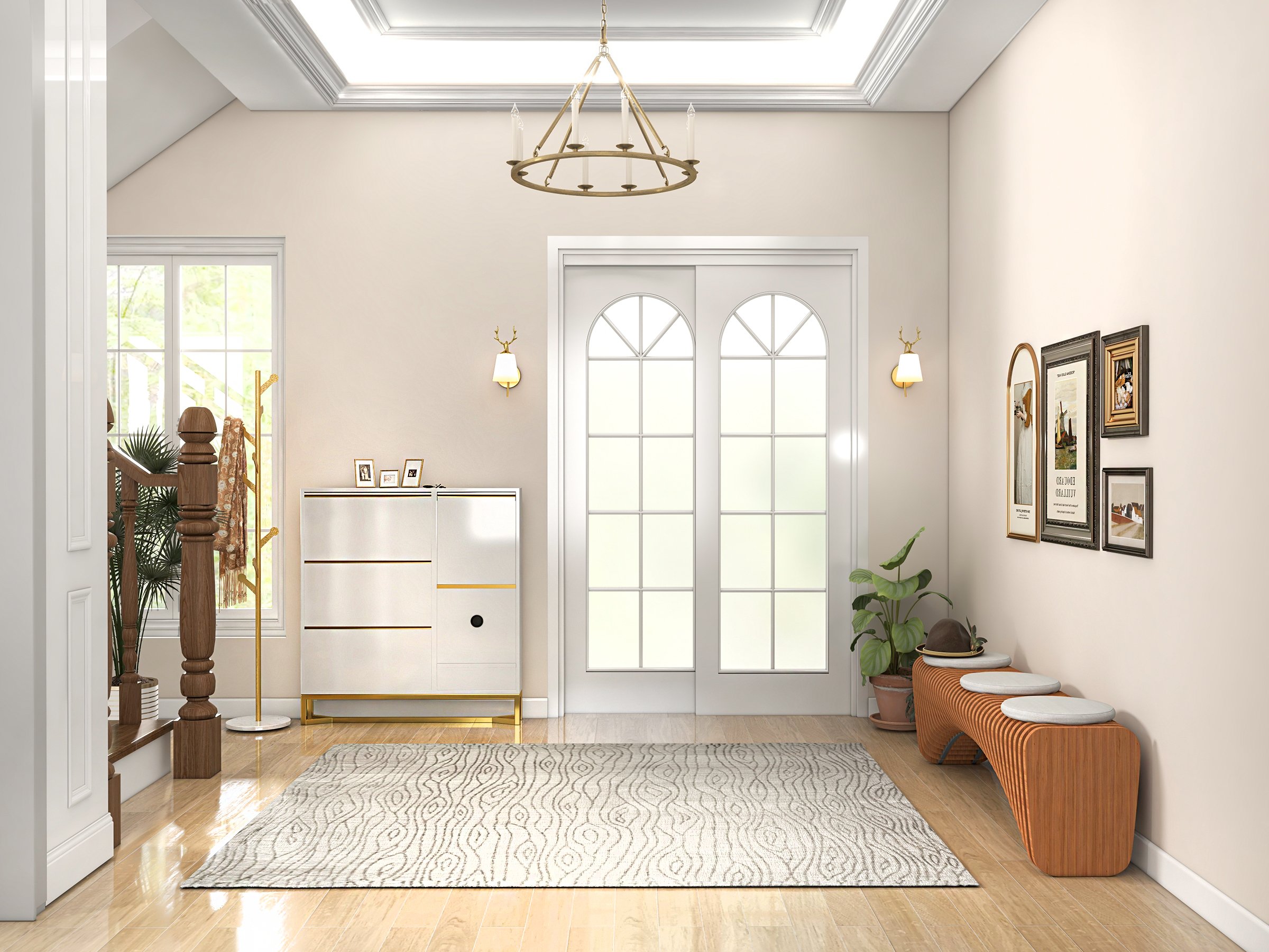 HMR - Marble Bedroom Clothing Rack with Hooks in Gold