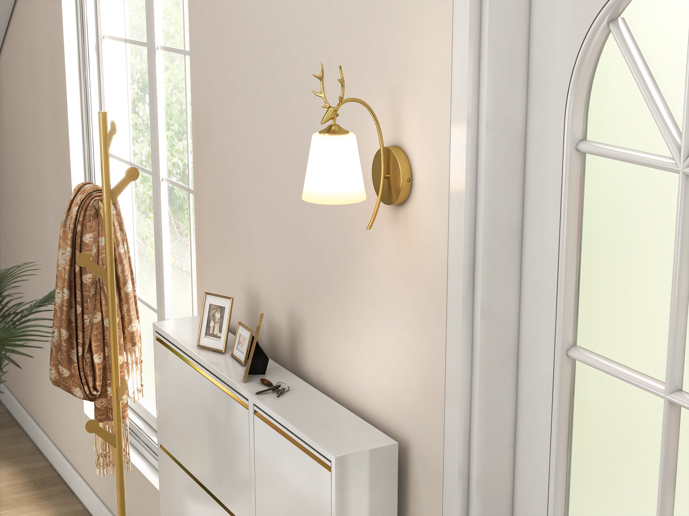 HMR - Marble Bedroom Clothing Rack with Hooks in Gold
