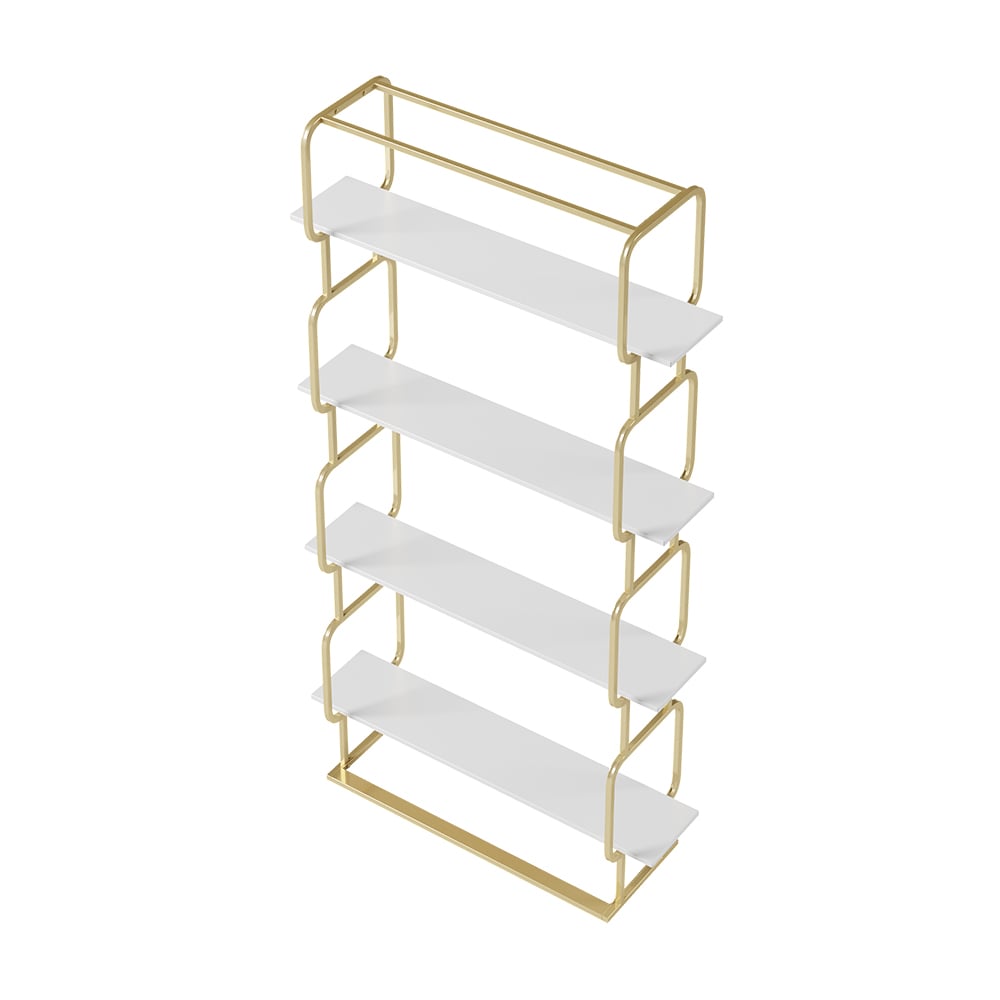 HMR Modern Freestanding 32" Etagere Bookshelf - White/Gold