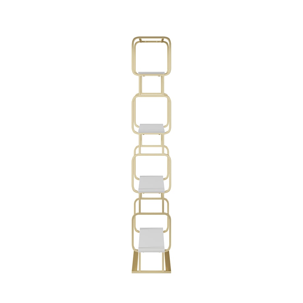 HMR Modern Freestanding 32" Etagere Bookshelf - White/Gold
