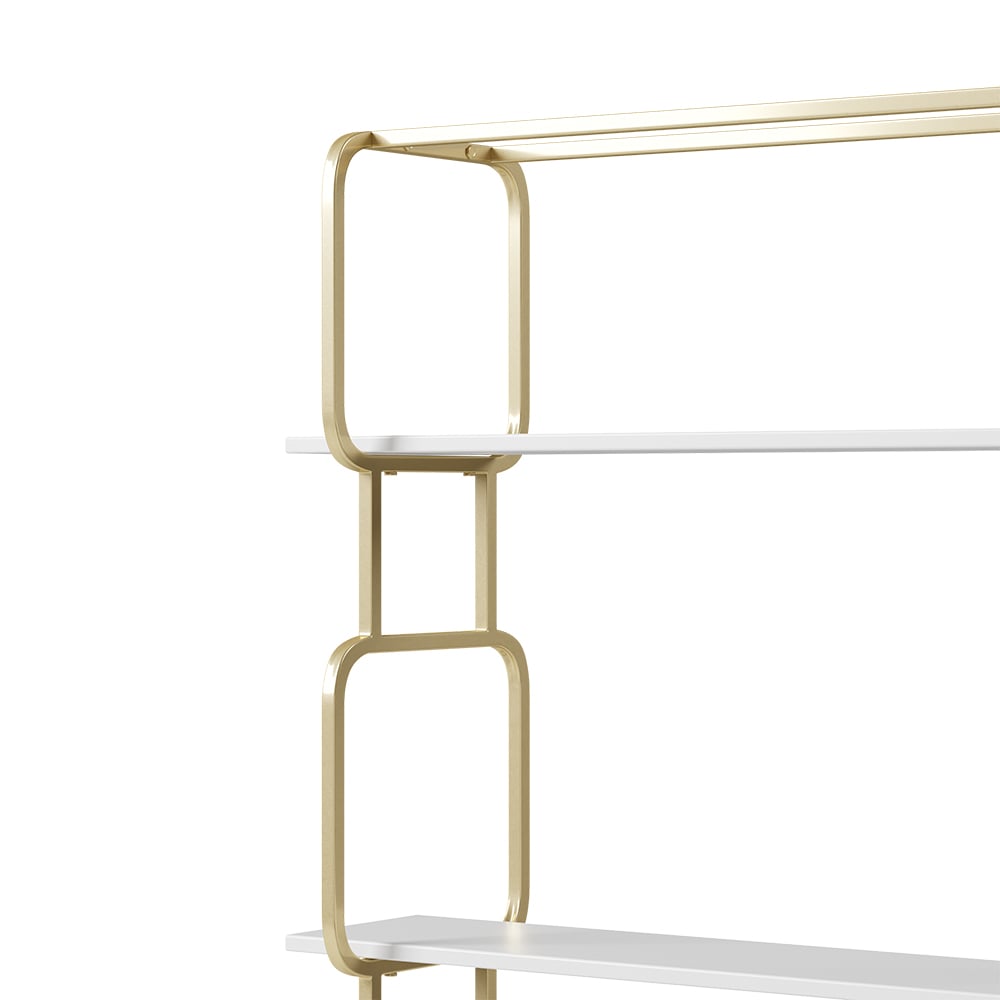 HMR Modern Freestanding 32" Etagere Bookshelf - White/Gold