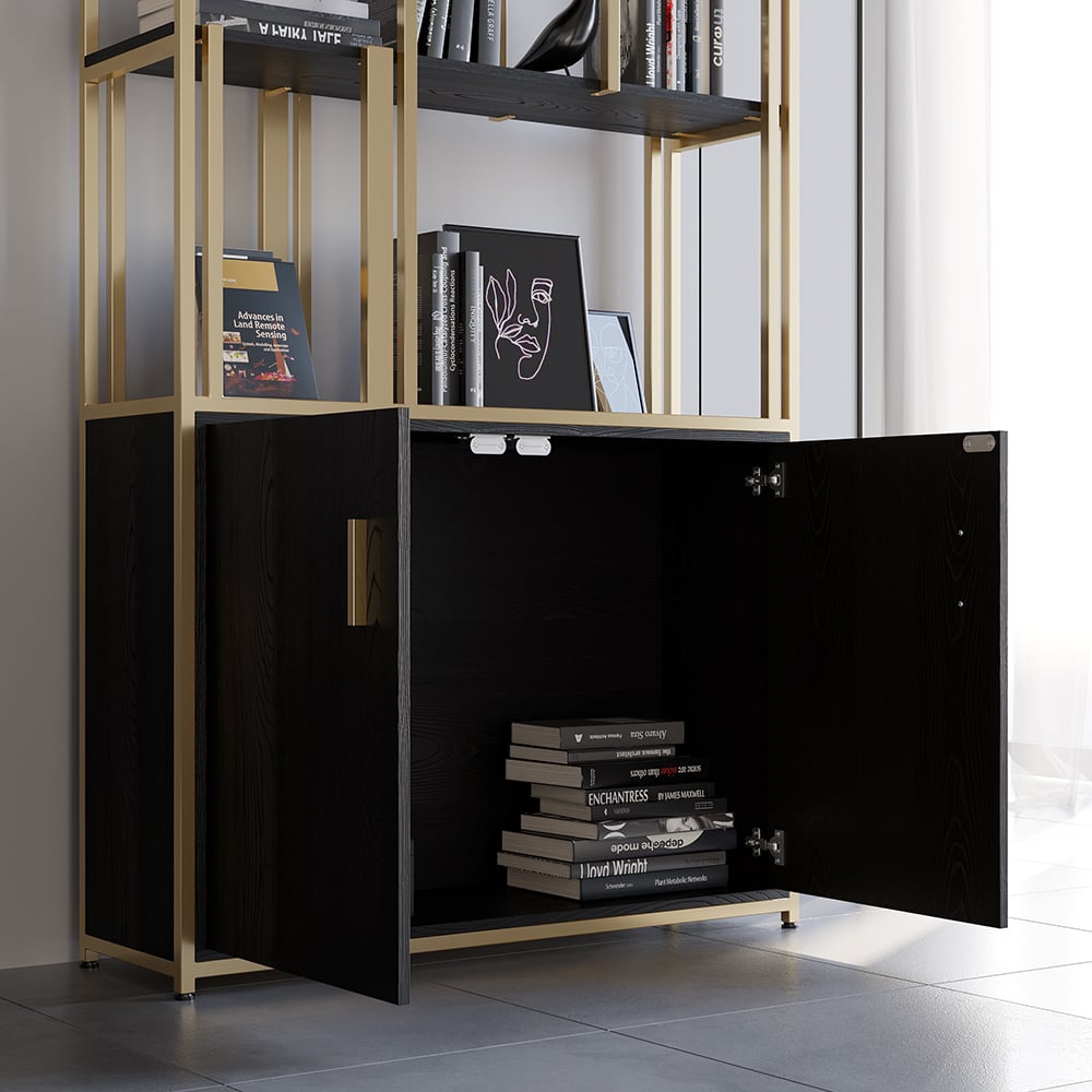HMR - 78" 5-Tier Bookshelf with Doors in Big Storage