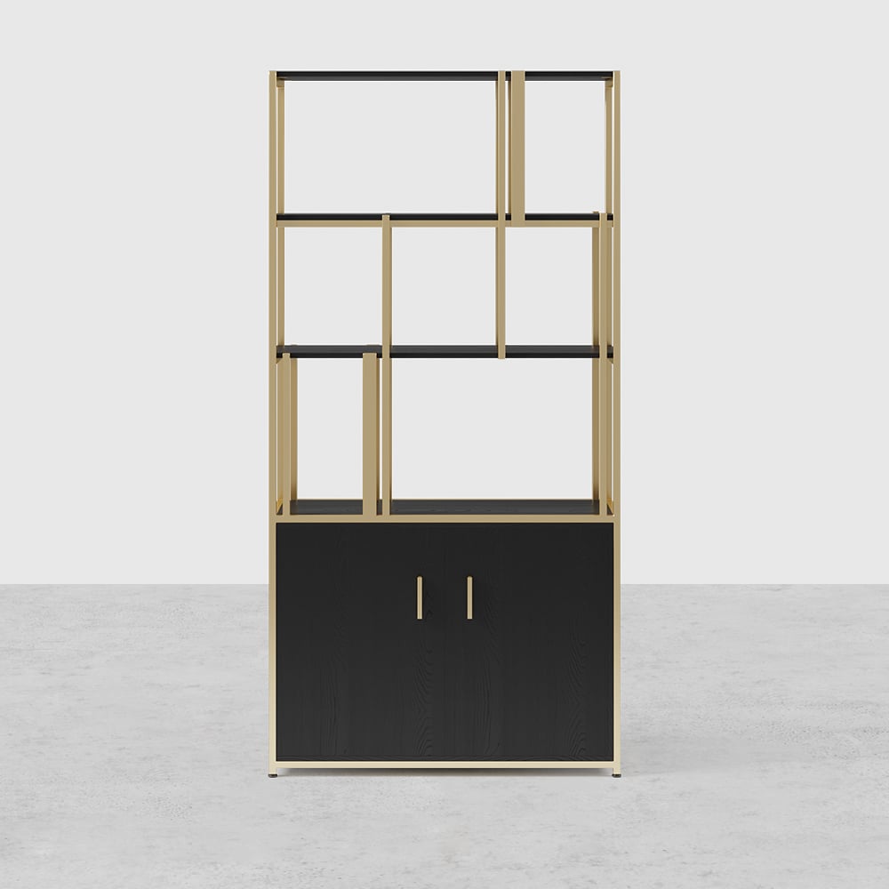 HMR - 78" 5-Tier Bookshelf with Doors in Big Storage