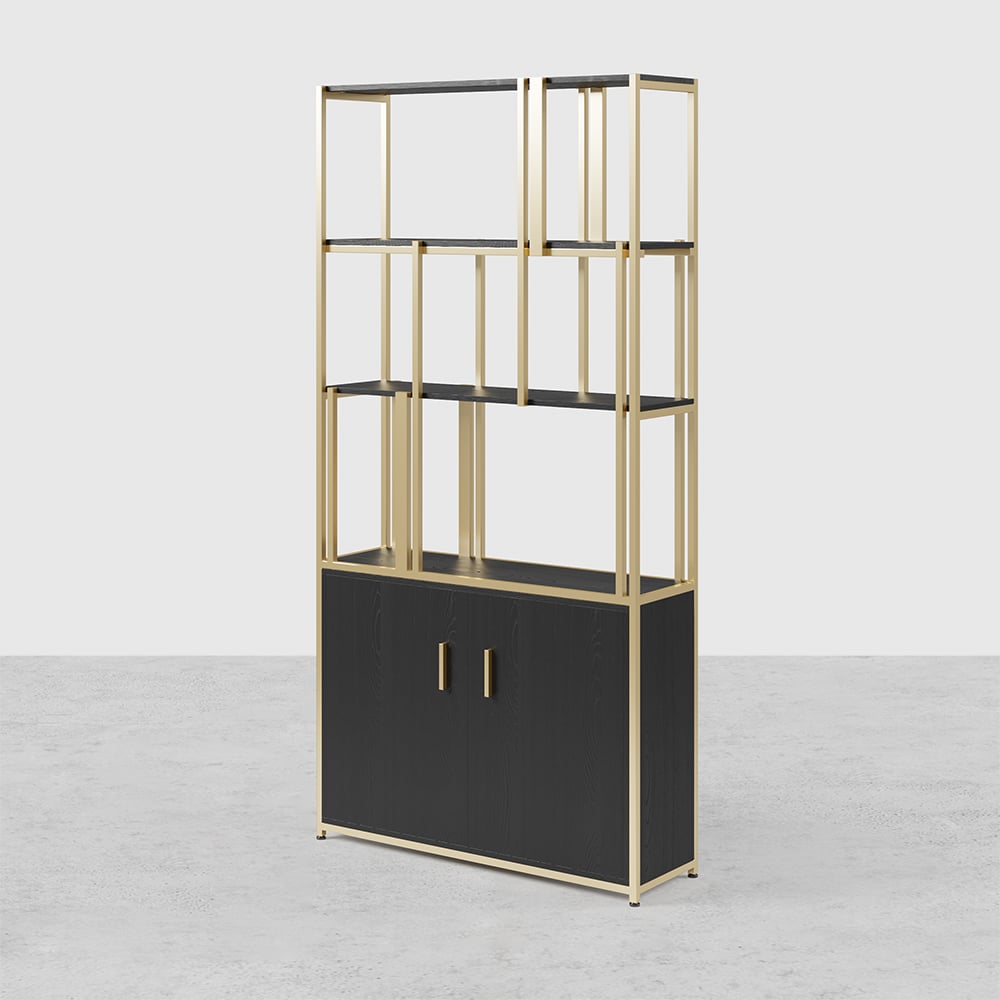 HMR - 78" 5-Tier Bookshelf with Doors in Big Storage