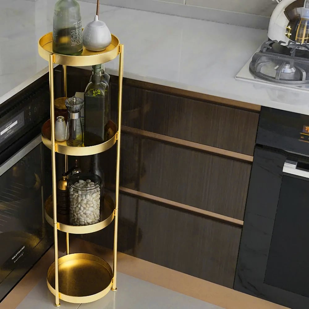 HMR - 4-Tier Free-Standing Bathroom Shelf in Gold