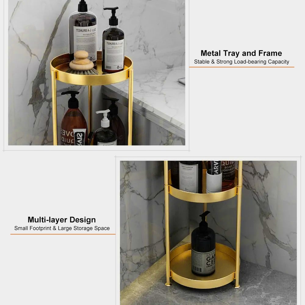 HMR - 4-Tier Free-Standing Bathroom Shelf in Gold