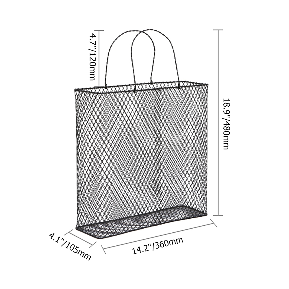 HMR - Metal Magazine Rack with Handle in Gold