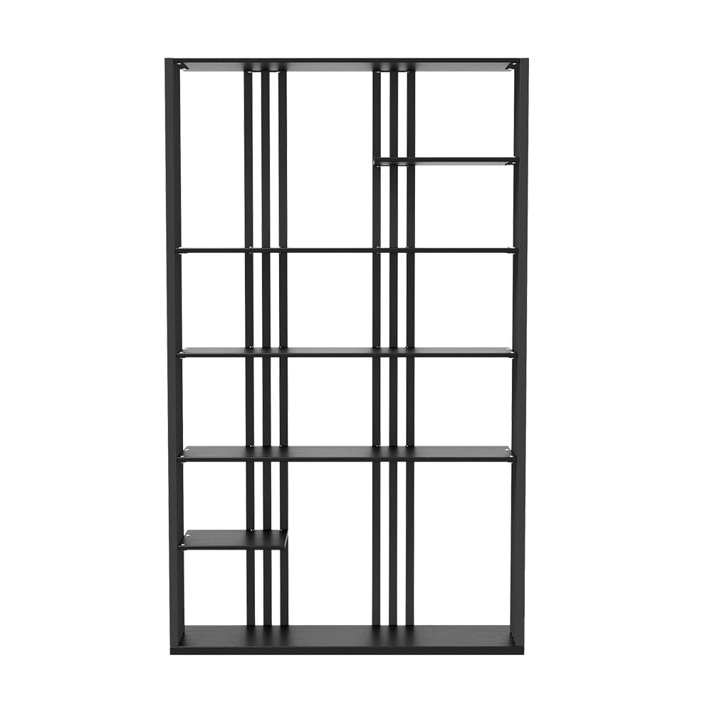 HMR Modern Etagere Bookshelf with 6-Shelf - Black