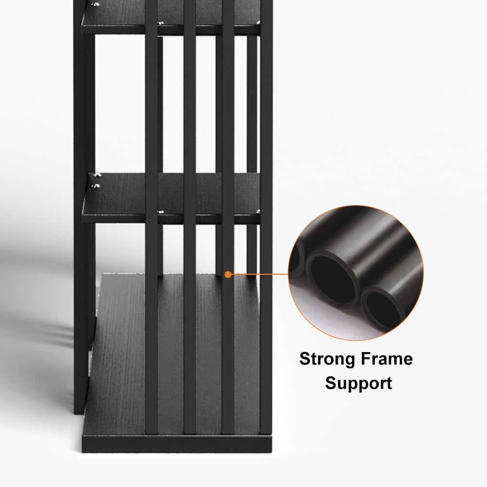 HMR Modern Etagere Bookshelf with 6-Shelf - Black