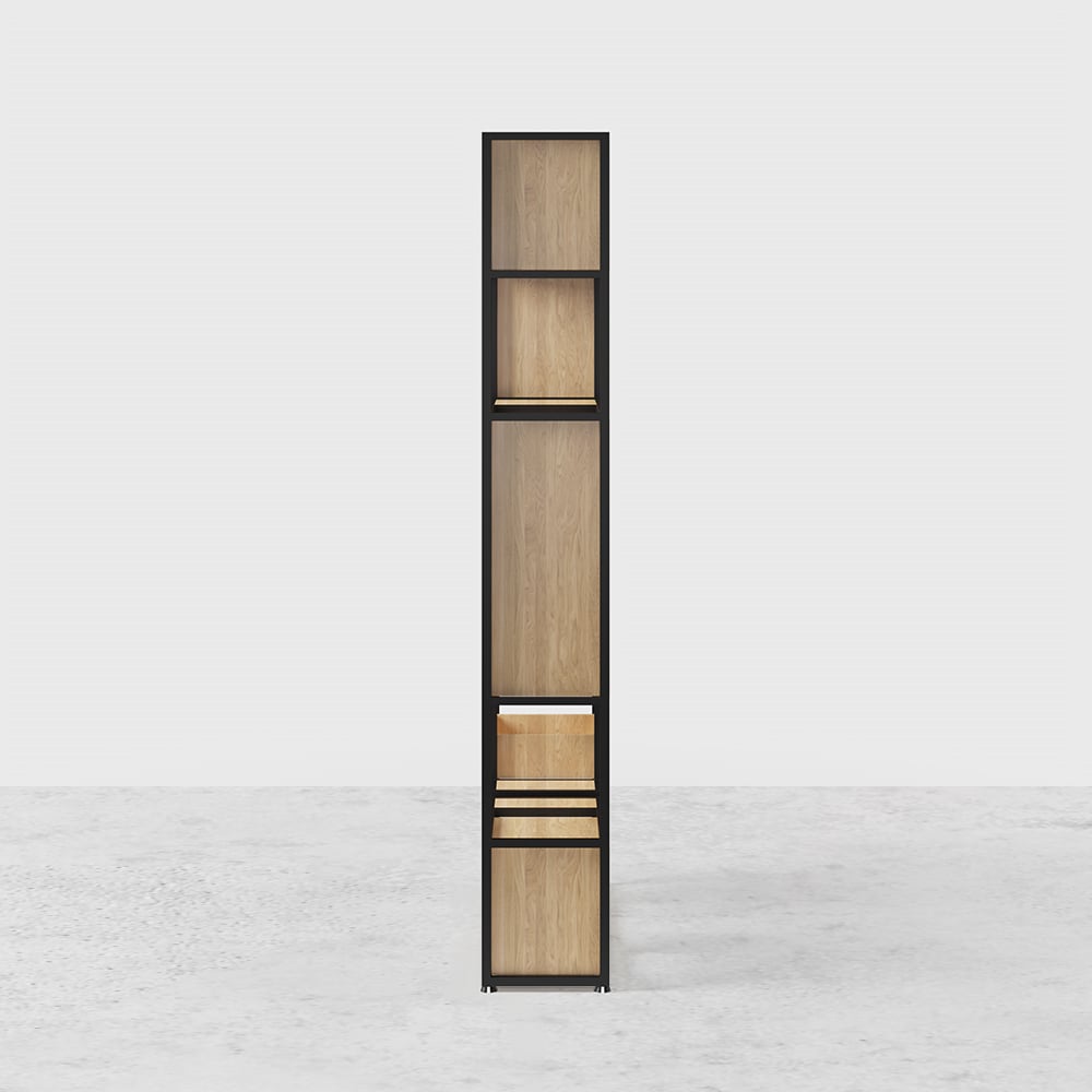 HMR - 78" Geometric Bookcase 6-Tier in Natural and Black