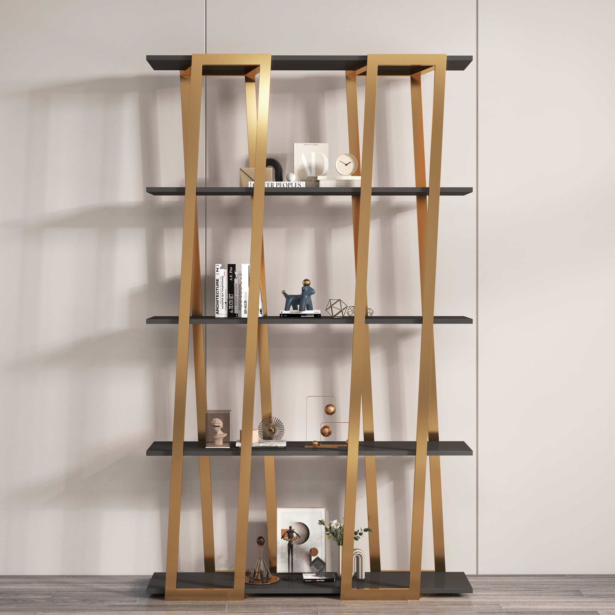 HMR - Parallel Etagere Bookshelf in Gold and Black