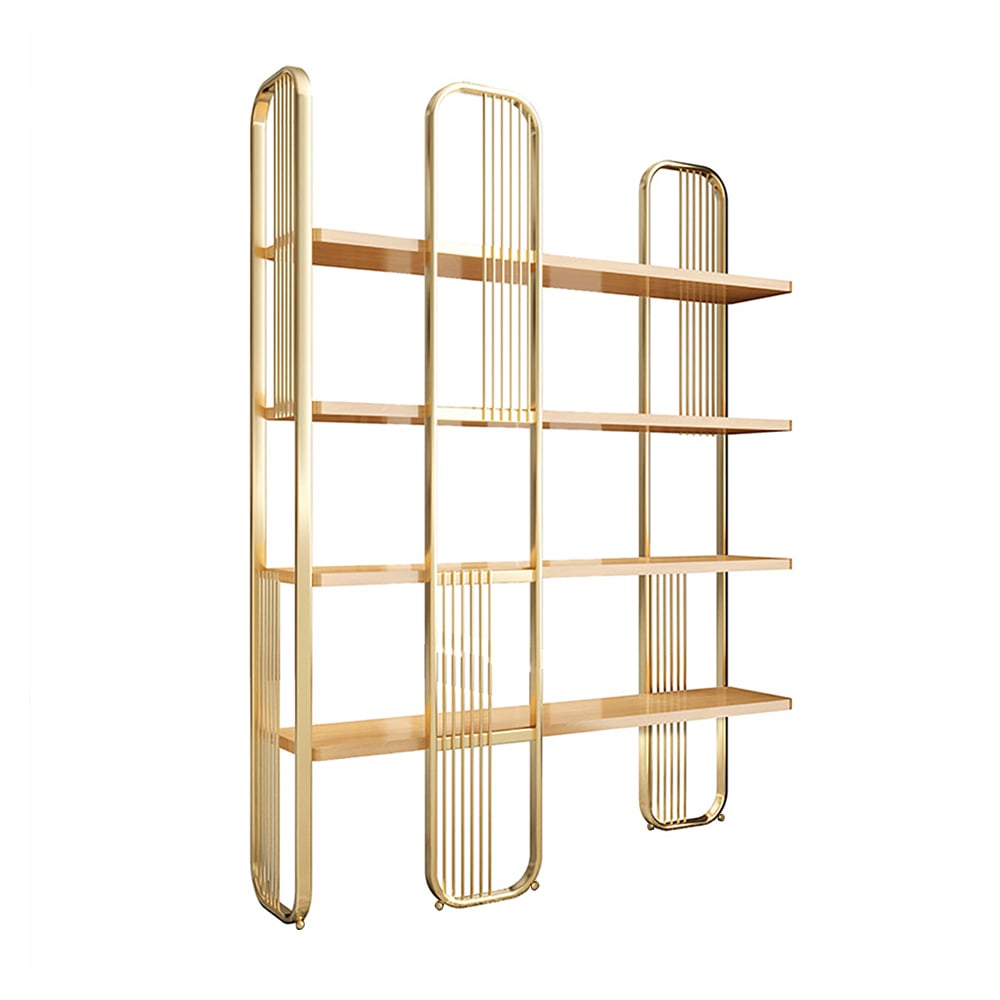 HMR Modern Storage Standing Etagere Bookshelf with 4 Tiers - Gold