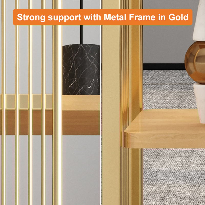 HMR Modern Storage Standing Etagere Bookshelf with 4 Tiers - Gold