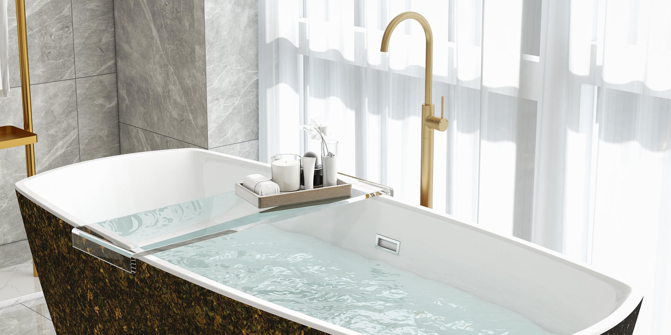 HMR - Acrylic Bathtub Tray in Clear