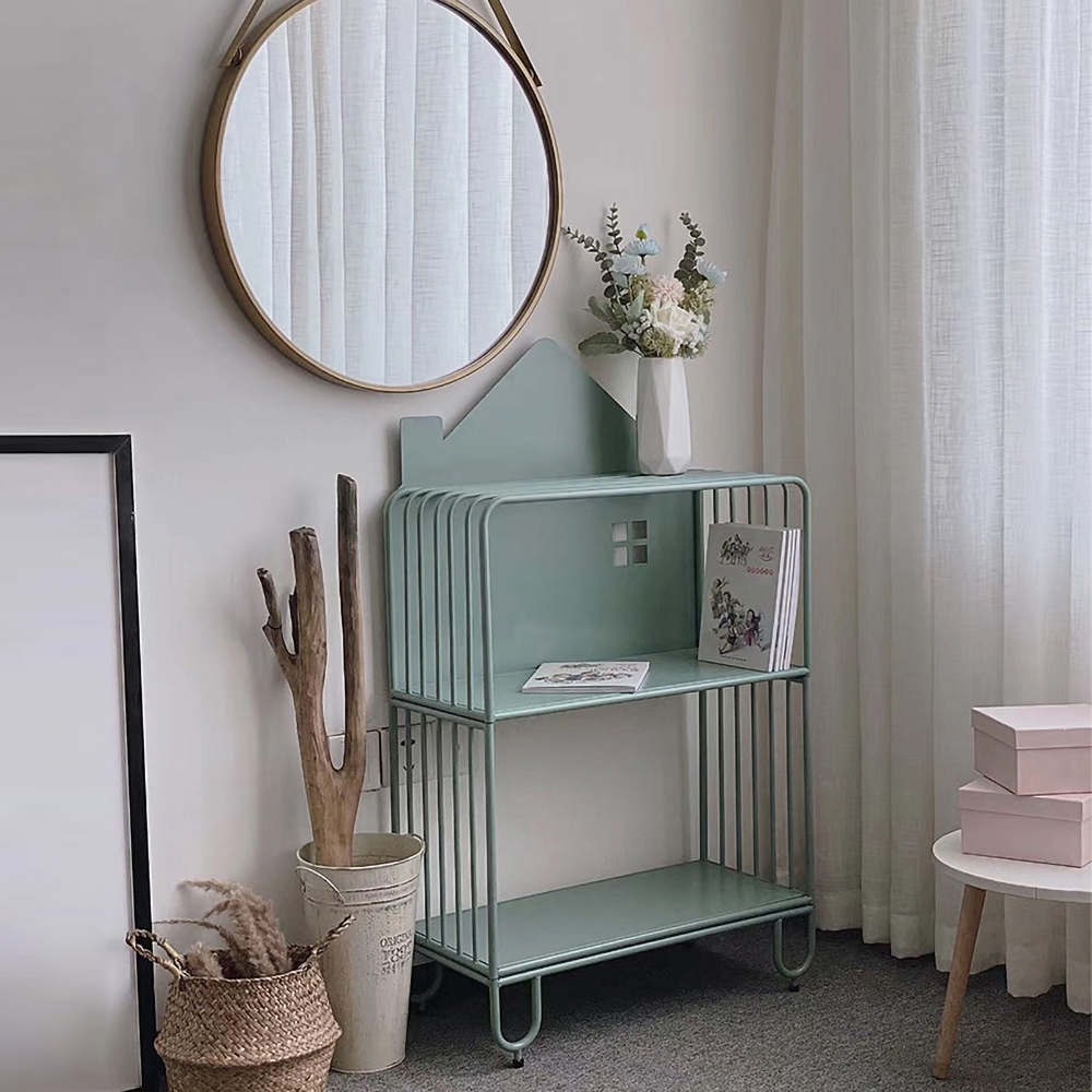 HMR - Pink Kid Bookshelf 2 Tier Metal Storage Bookcase