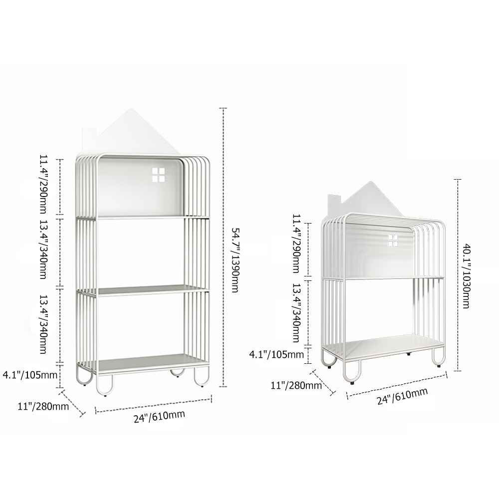 HMR - Pink Kid Bookshelf 2 Tier Metal Storage Bookcase