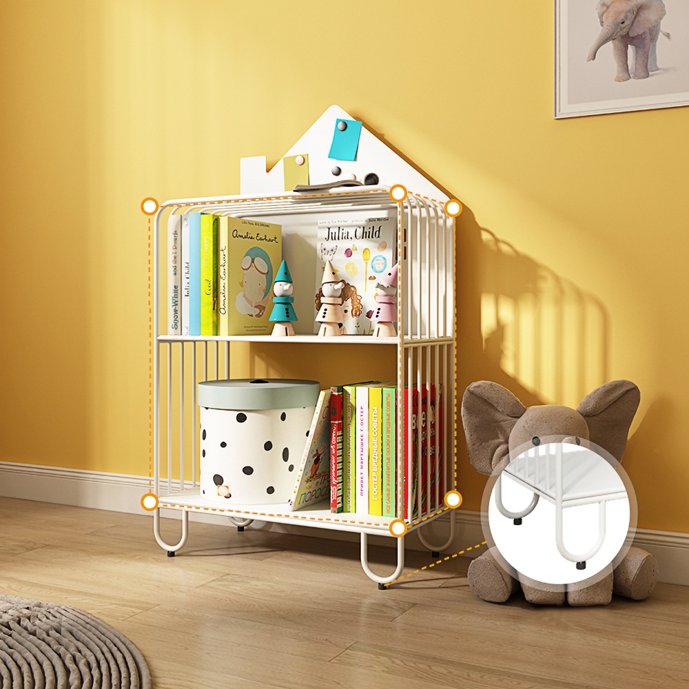 HMR - Pink Kid Bookshelf 2 Tier Metal Storage Bookcase