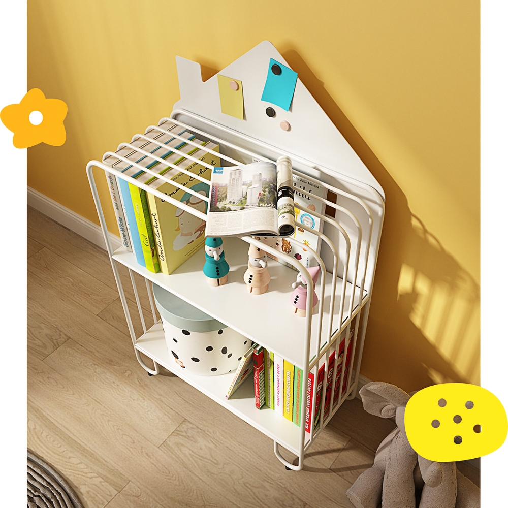 HMR - Pink Kid Bookshelf 2 Tier Metal Storage Bookcase