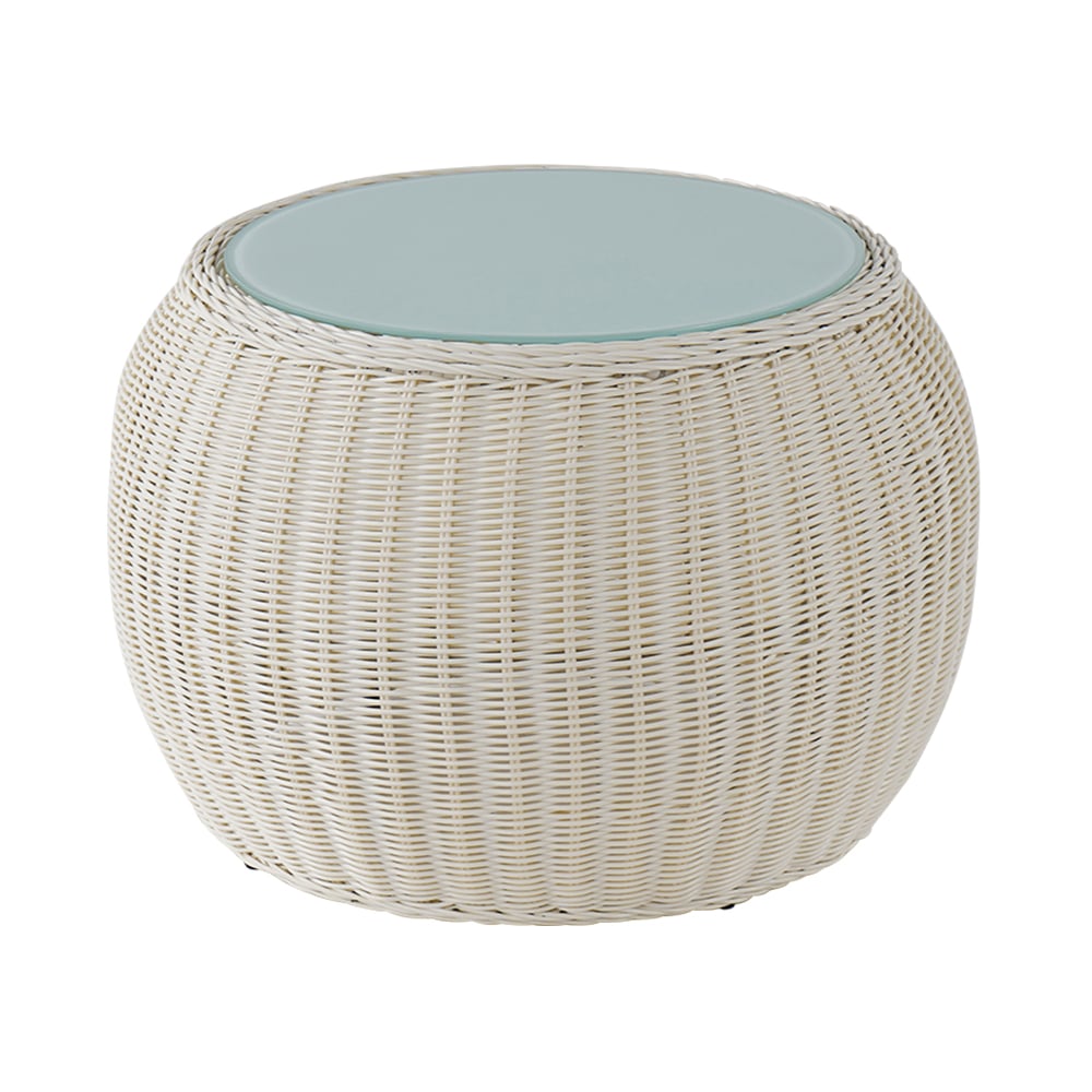HMR - Rattan Glass-Top Coffee Table 24.4" in Khaki