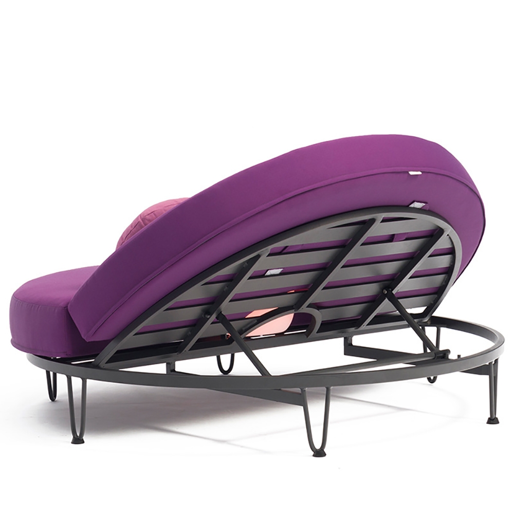 HMR - Round Outdoor Convertible Daybed with Bluetooth Speaker and LED and Pillow in Purple