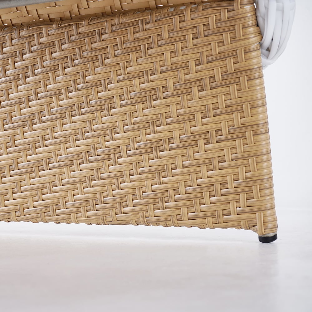HMR - Hofer Rattan Outdoor Wingback Chair with Cushion Pillow and Arched Bottom in White