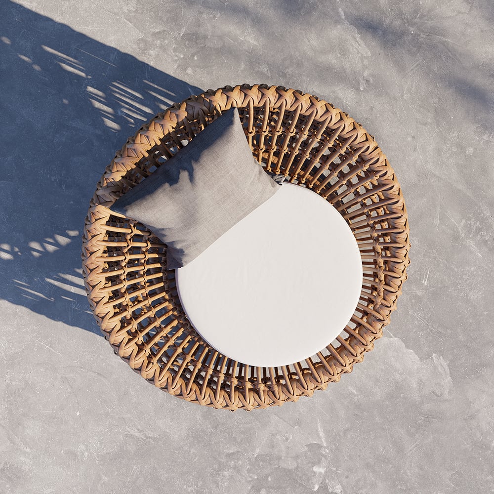 HMR - Austen Rattan Outdoor Barrel Chair with Cushion in Brown