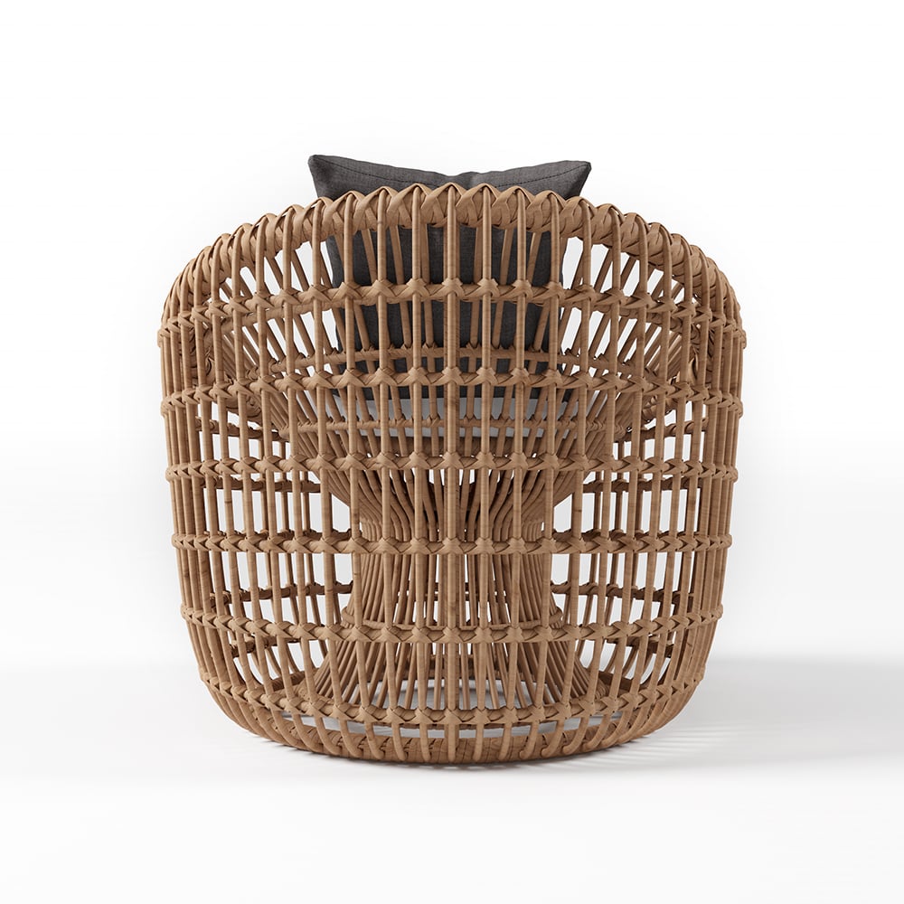 HMR - Austen Rattan Outdoor Barrel Chair with Cushion in Brown