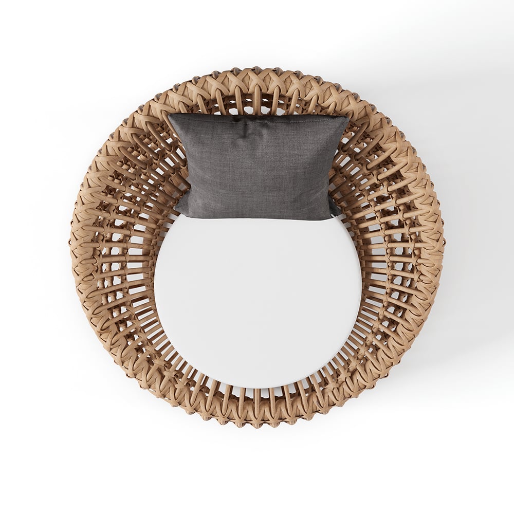 HMR - Austen Rattan Outdoor Barrel Chair with Cushion in Brown