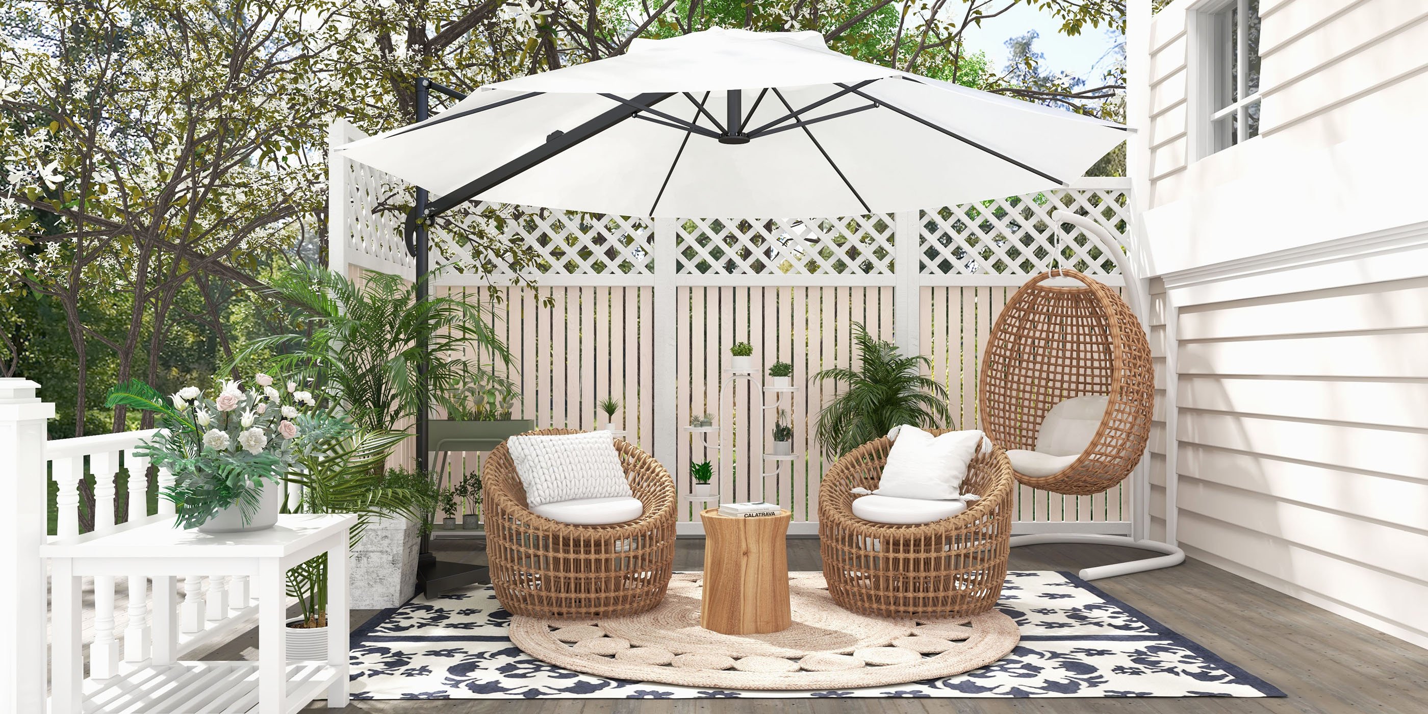 HMR - Austen Rattan Outdoor Barrel Chair with Cushion in Brown