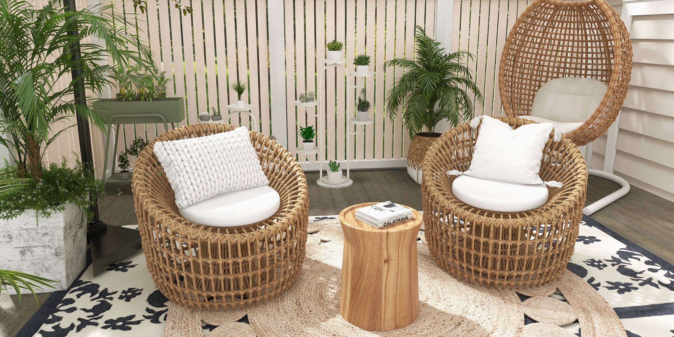 HMR - Austen Rattan Outdoor Barrel Chair with Cushion in Brown