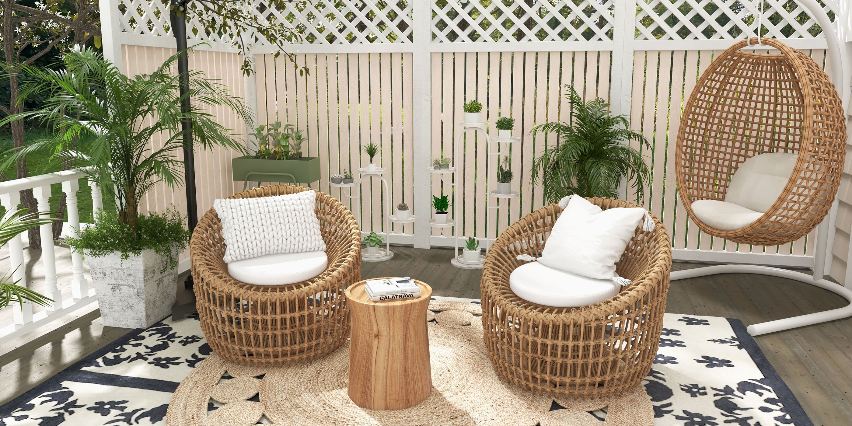 HMR - Austen Rattan Outdoor Barrel Chair with Cushion in Brown