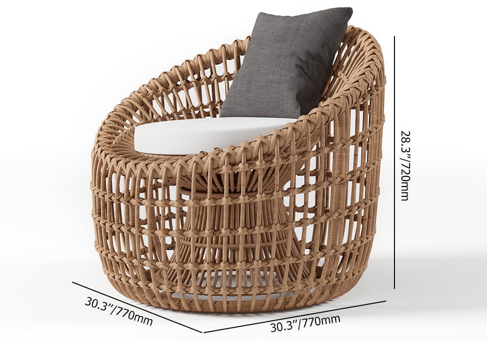 HMR - Austen Rattan Outdoor Barrel Chair with Cushion in Brown