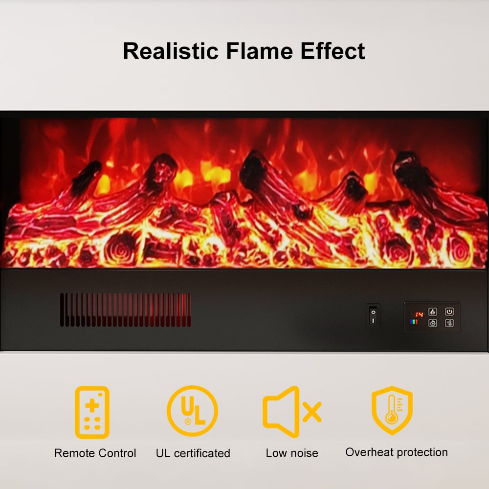 HMR - 47" Freestanding 1500W Electric Fireplace 5 Gear Adjustable 3D LED Flame Effect