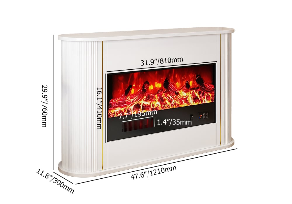 HMR - 47" Freestanding 1500W Electric Fireplace 5 Gear Adjustable 3D LED Flame Effect