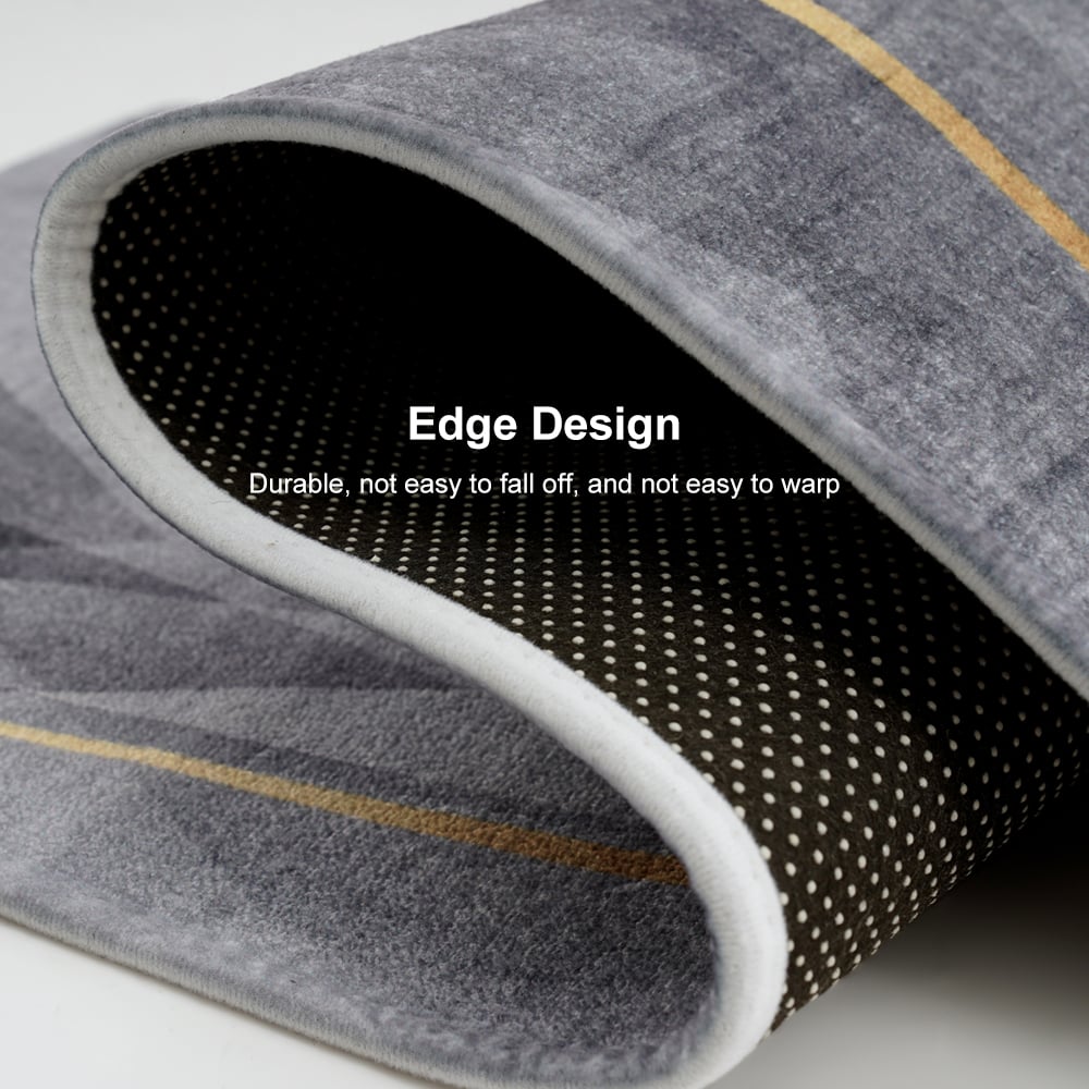HMR - 2-Pieces Modern Gold Washable Kitchen Runner Mats Non-slip Anti Fatigue Kitchen Rug Set