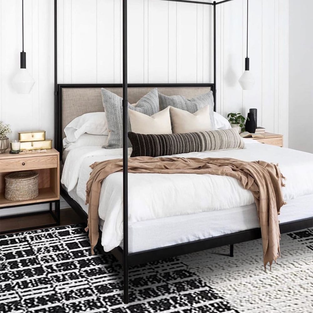 HMR - 5'x7' Black&White Diatom Silk Indoor Waterproof and Stain-Resistant Rectangle Area Rug