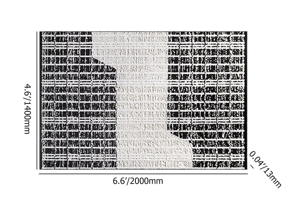 HMR - 5'x7' Black&White Diatom Silk Indoor Waterproof and Stain-Resistant Rectangle Area Rug