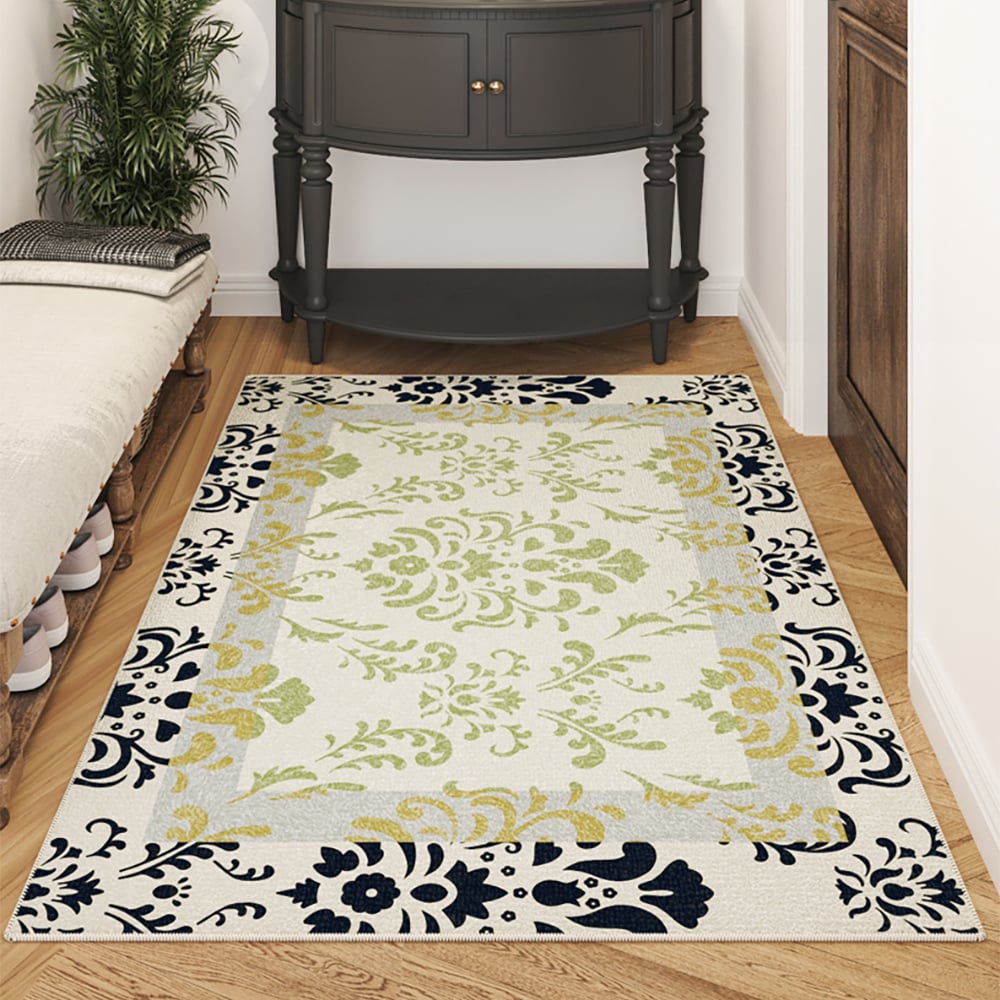 HMR - 2' x 3' Rustic Flower Non-slip Front Door Mat Boucle Entryway Rug