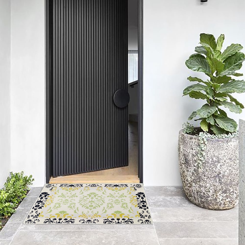 HMR - 2' x 3' Rustic Flower Non-slip Front Door Mat Boucle Entryway Rug