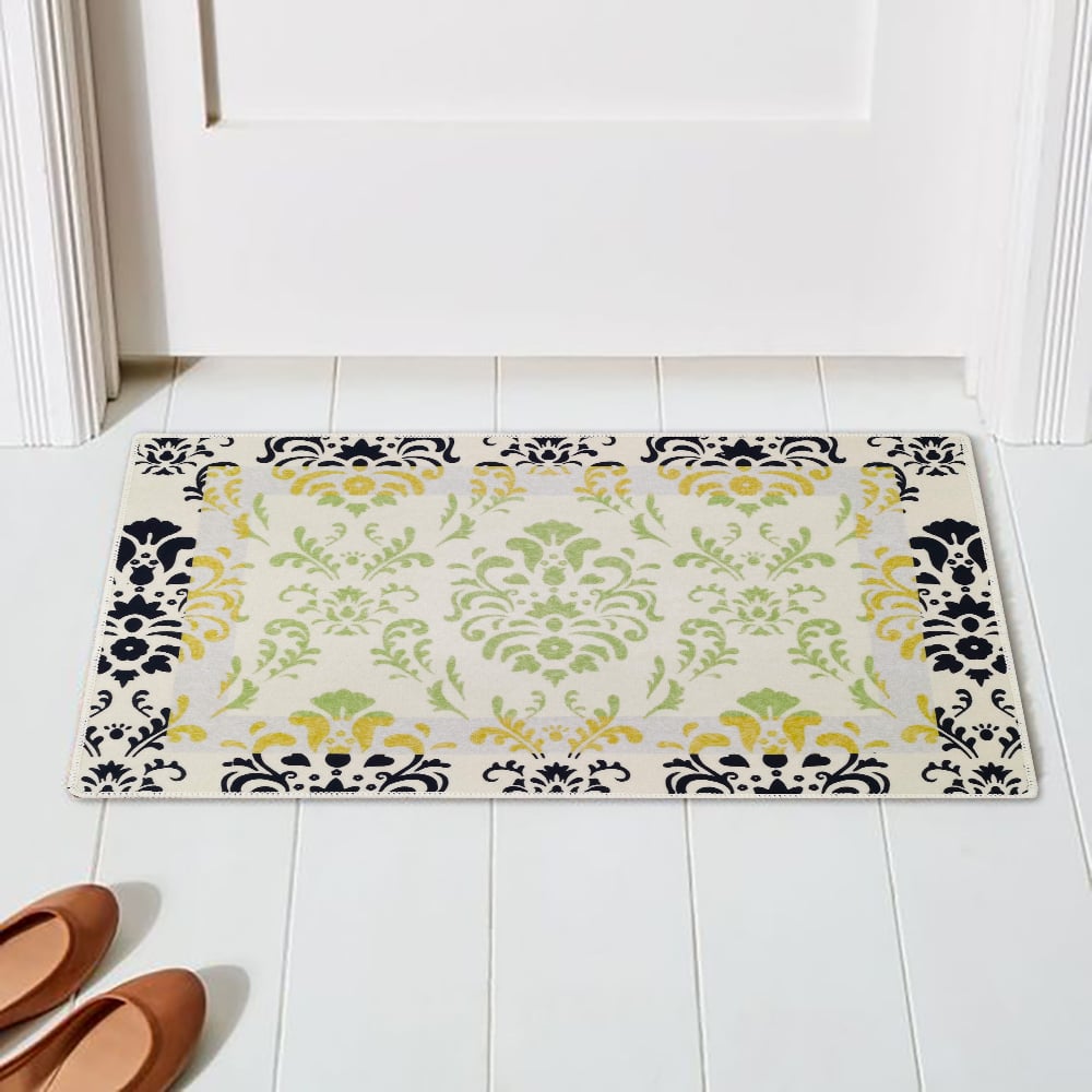 HMR - 2' x 3' Rustic Flower Non-slip Front Door Mat Boucle Entryway Rug