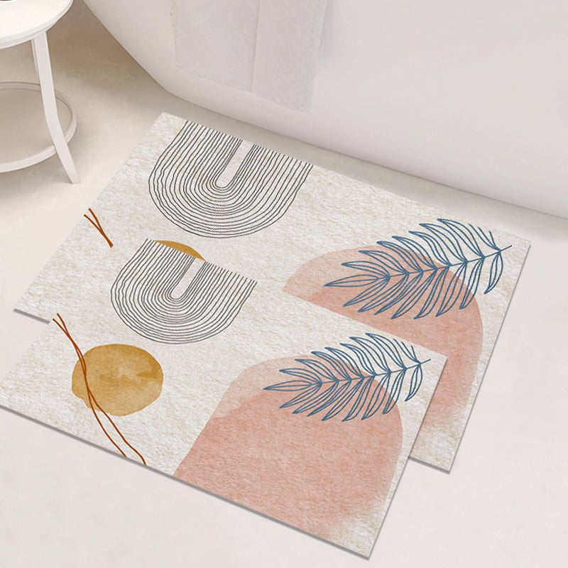HMR - Modern Non-Slip Soft Bath Mat Set Abstract Bathroom Rugs 16" x 24" & 20" x 32" (2-Pieces)