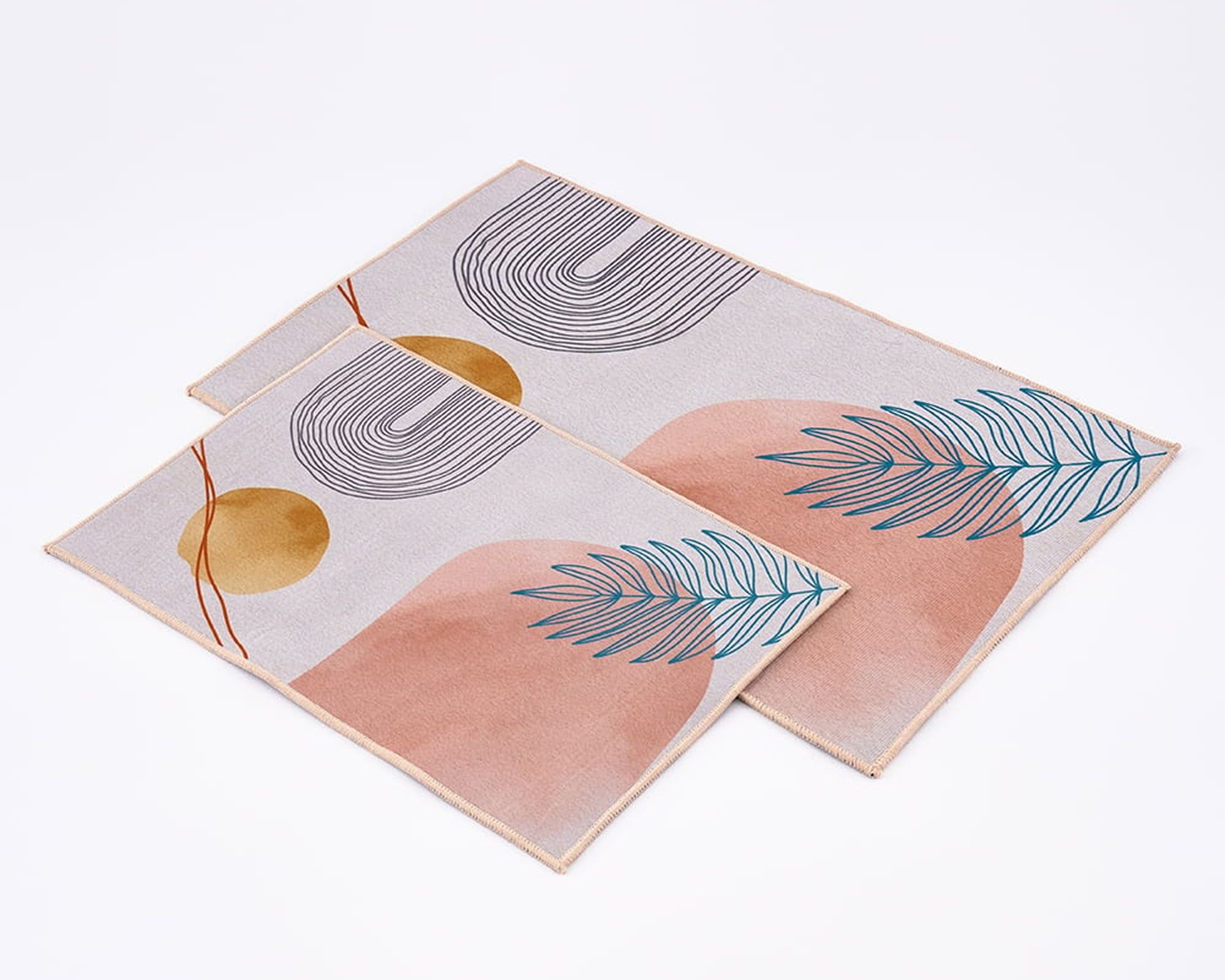 HMR - Modern Non-Slip Soft Bath Mat Set Abstract Bathroom Rugs 16" x 24" & 20" x 32" (2-Pieces)