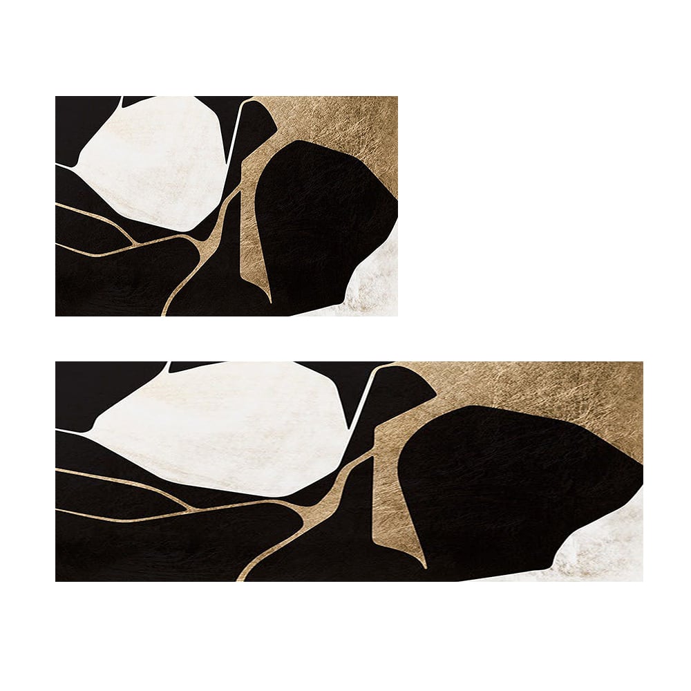 HMR - 2PCS Abstract Gold&Black Diatom Mud Running Mat Non-slip Absorbent Kitchen Rug Set